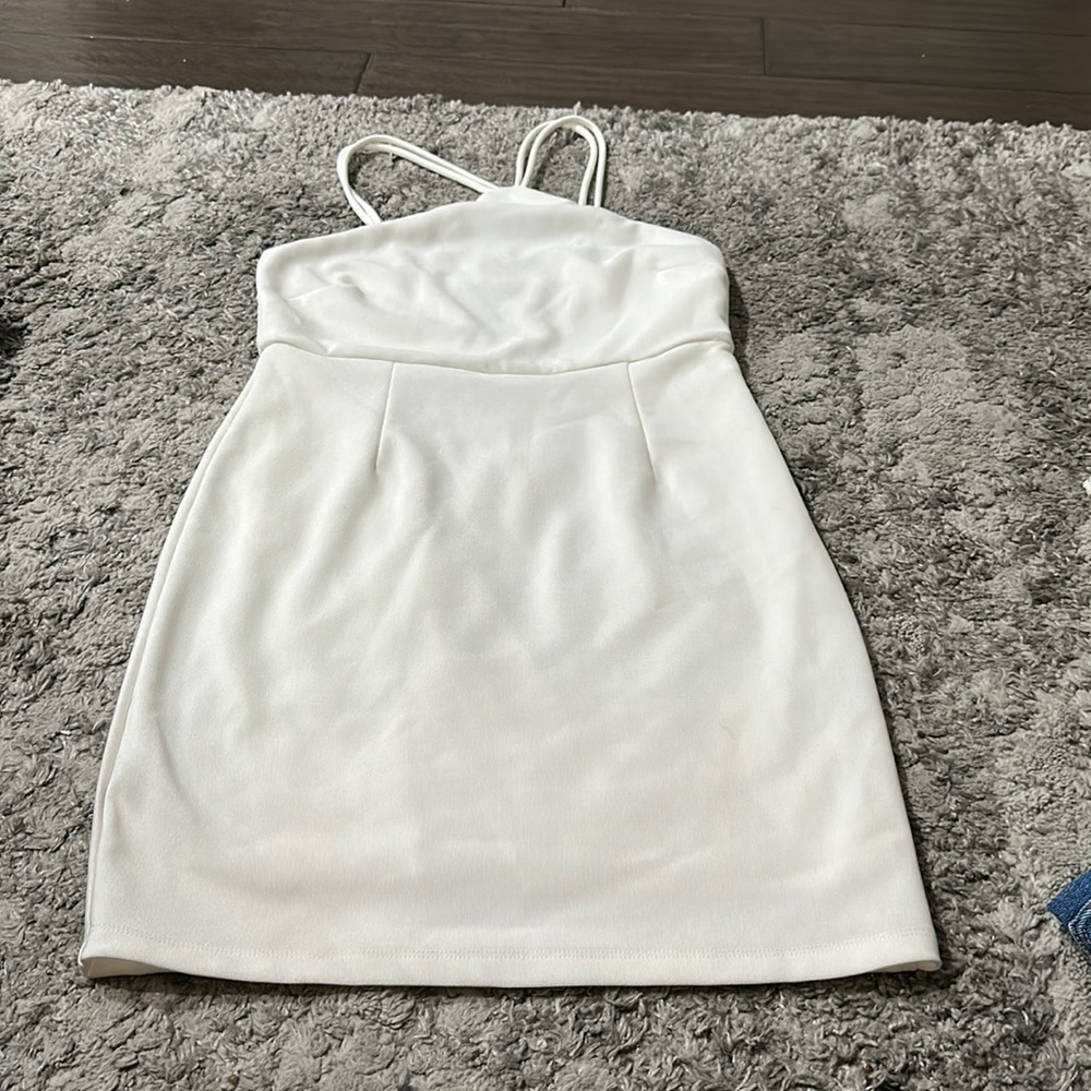 WHITE BODY CON DRESS